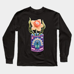 Self Care Spring Gratitude Tin Can Peacock Long Sleeve T-Shirt